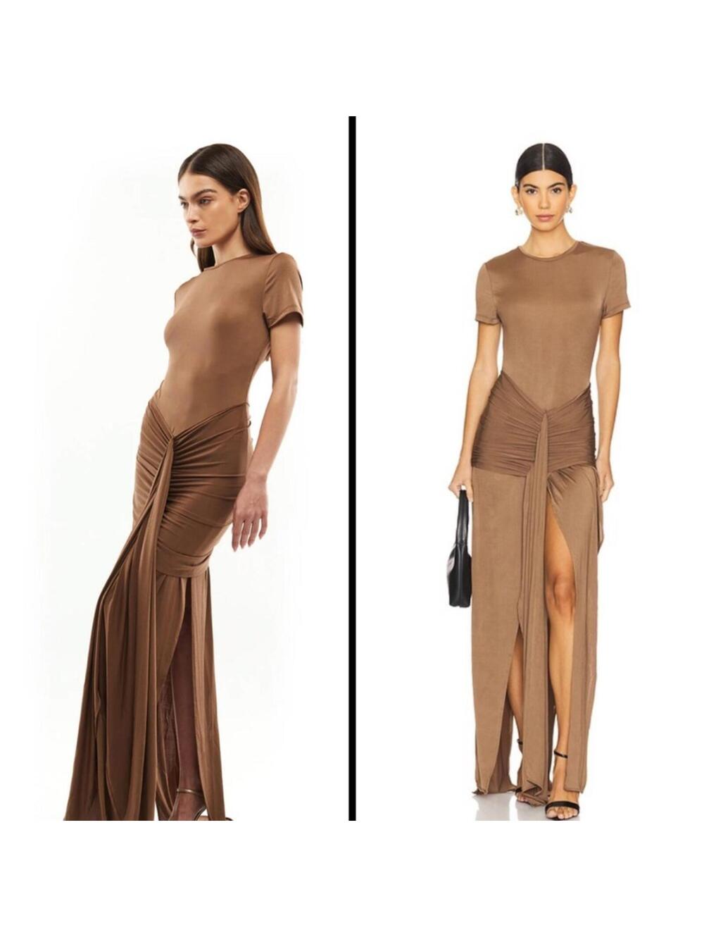 MOTHER OF ALL Viola T-shirt Midi Dress in Brown